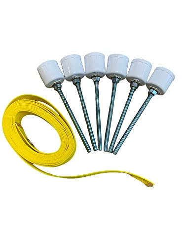 Six Weave Pole Spikes/Stakes and Yellow Pole Placer Combo DIY Dog Agility Equipment Weave Poles