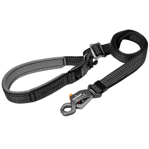Ruffwear, Ridgeline Dog Leash, Reflective Webbing, Hands-Free/Hand-Held, Fidlock Magnetic Buckle, Swivel Auto-Locking Talon Clip, Padded Handle with Accessory Loop, Adjustable 4-6.5 ft, Obsidian Black