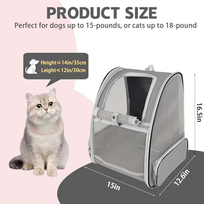 Cat Backpack Carrier,Pet Carrier Airline Approved for Small Dog Cat Puppy Kitten Bunny,Ventilated Mesh Design Animal Backpack for Hiking Camping Travel Bag (Light Grey) - color: Light Grey