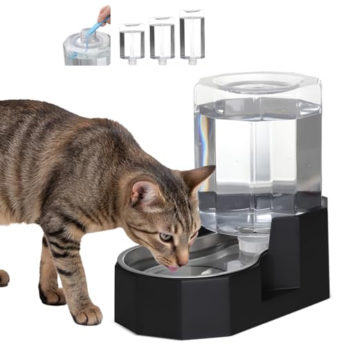 Sfozstra 5L Gravity Stainless Steel Dog Water Dispenser - Spill-Proof | Easy-Clean, No Power Needed. Works for Cats & Small Dogs. Ideal for Kitchen, Crate Area, or Travel - color: Black, size: 5L Without Filter