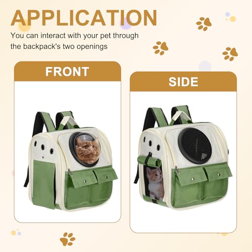 Pet Backpack Carrier, Portable and Ventilated, Oxford Cloth, Dogs Cats and Small Animals Travel Bag 12.99", (Dark Green, 1 Pcs), Intended for Hiking/Camping/Traveling - color: Dark Green