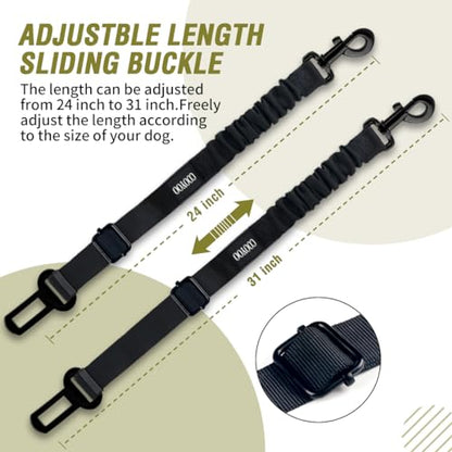 COOYOO Dog Seat Belt,Retractable Dog Car Harness Seat Belt for Car Adjustable Nylon Pet Safety Seat Belts Heavy Duty & Elastic Bungee Buffer - color: 07-Olive