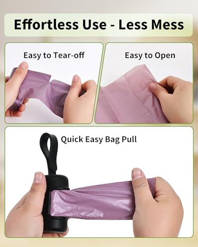 Funtin Dog Poop Bags, 60ct Unscented 13"x9" Leak Proof 1.8mil Extra Thick Strong Waste Bag Refill Rolls with Dispenser (Black & 60-Bags) - color: Black & 60-Bags