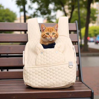 Dog Backpack Carrier for Small Dogs, Cat Carrier Sling, Front Facing Pets Chest, Adjustable Straps & Safety Lock, Hands-Free Dog Carrier, Gifts for Hiking, Biking & Daily, Fit 5-15 Lbs (Beige) - color: Beige