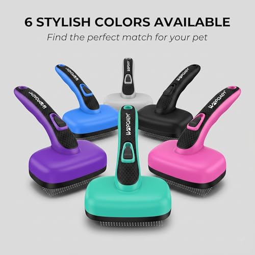 Self Cleaning Slicker Brush for Dog and Cat Deshedding, Blue | Shedding Brush for Dogs & Cats, One-Click Retractable Bristles for Easy Cleaning Flying Hair at Home - color: Blue 1 PCS