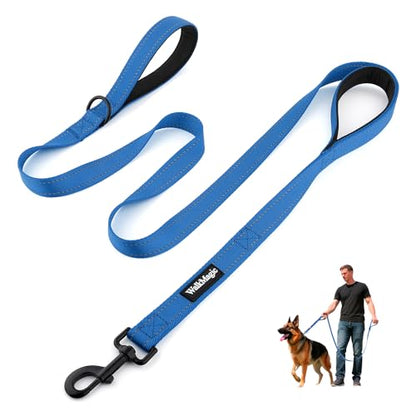 Heavy Duty Double Handle Dog Leash 6 ft Long for Total Control, Padded 2 Handle, Reflective Training Lead for Medium Large Dogs (Navy Blue, 6 FT) - color: Navy Blue