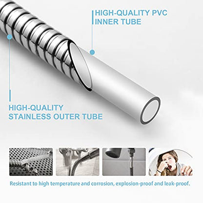 OFFO Shower Hose, 120 in Kink Free Stainless Steel Shower Hose Attachment Electroplating Handheld Shower Head Hose Flex Hoses Extension with Brass Insert & Nut for Pet Bathing Cleaning, Chrome - color: Chrome, size: 120 in