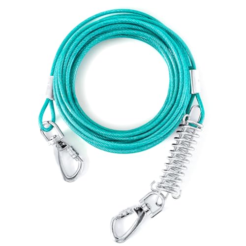 Tie Out Cable for Dogs, 80FT Dog Leads for Yard Chew Proof, Heavy Duty Dog Tie Out Cable for Large Dogs Up to 125lbs, Durable Dog Runner for Yard or Camping - color: Ice Blue, size: 125lbs / 80ft