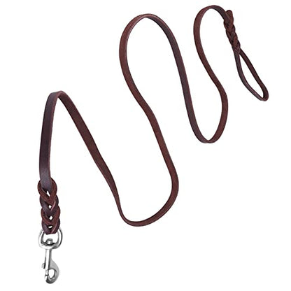 SUNGOOYUE Dog Lead Leash Leather Training Safety Rope 1.6m Padded Handle Lobster Clasp for Walking Running Hiking Medium Dogs (The Material Length is 2.5 Meters and the net) - size: The material length is 2.5 meters and the net