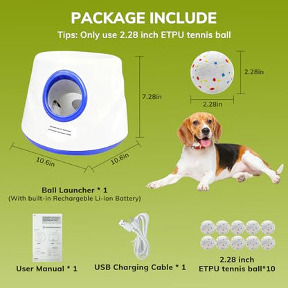 Dog Ball Launcher, Chuck It Ball Launcher, Dog Balls Thrower with 10 2.28-inch Balls, 3 Adjustable Distances, Indoor/Outdoor Toy for Small/Medium Dogs, Rechargeable - color: Dog Ball Launcher-blue