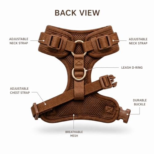 Premium No-Pull Dog Harness Soft Neoprene & Breathable Mesh Vest with Front & Back Clip D-Rings Adjustable Lightweight Walking Harness for Puppies, Small & Medium Dogs (Bronze Brown Gold, L) - color: Bronze Brown Gold, size: L: Neck=16.5-22''/Chest=22.4-3