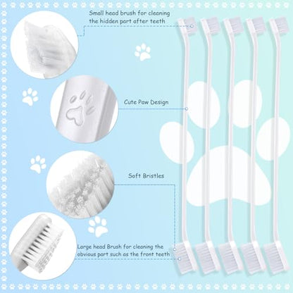 Honeydak Dog Toothbrush Bulk Dual Headed Dental Brushes Dogs Tooth Brushing Kit Long Handle Pet Tooth Brush for Puppy Large Small Cats and Most Pets Teeth Cleaning Dental Supplies(70 Pcs,White) - color: White
