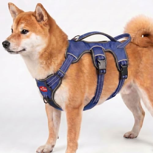 Tuff Pupper Escape Proof No Escape Dog Harness | 5 Point Adjustable Fit Harness for Dogs | Padded Dog Harnesses | Handle Dog Lift Harnesses - color: Midnight Blue, size: Medium: 22-27 Inch Chest