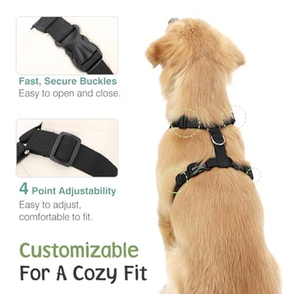 VavoPaw Dog Seat Belt, Heavy Duty Vest Dogs Car Harness with Adjustable Buckle Dog Seats Belt for Vehicle Nylon Pet Safety Seat Belts (L, Pink) - color: Light Pink, size: L (Chest: 22-32.3", Neck: 16.9-26")