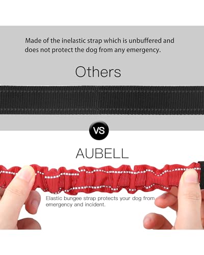 AUBELL Dog Seat Belt for Car,2 Pack Set 3-in-1 Adjustable Reflective Bungee Heavy Duty Dog Car Harness Tether with Clip Hook Latch & Buckle,Swivel Zinc Alloy Carabiner,Black+Red - color: Set Black+Red