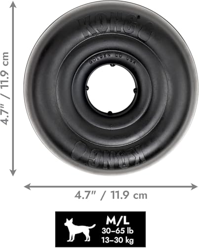 KONG Extreme Donut Dog Toy – Toughest Durable Natural Rubber Chew Toy for Power Chewers – Safe on Teeth & Gums, Fun Bounce & Roll for Indoor and Outdoor Play (Medium/Large) - size: (Medium/Large)