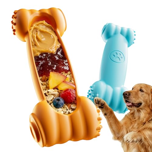 FOXMM 2-Pack Freeze Toys for Dogs Slow Feeder Dog Lick Bone Indestructible Chew Toy for Aggressive Chewers,Puppy Teething Relief,Fillable Enrichment Treat Toy Suitable for Small & Medium Breed(Nylon)