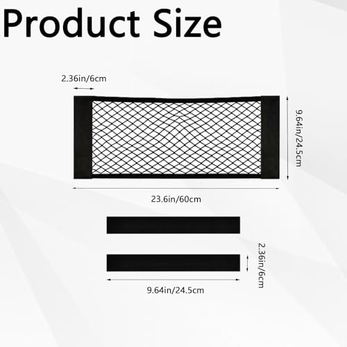 2PCS Car Cargo Net with Adhesive Tape,Storage Mesh Pocket(9.8×23.6in) - size: 23.6*9.8in