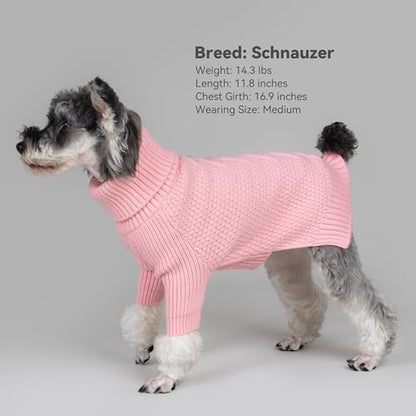cyeollo Small Dog Sweater with Long Sleeves, Warm Turtleneck Knitwear Dog Clothes Girl Puppy Sweaters for Small Dogs Cats Apparel, Pink, S - color: Pink, size: Small