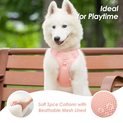 No Pull Dog Harness, Puppy Vest with Front Clip for Small Medium Large Sized Dog(Light Pink,L) - color: Light Pink, size: L(Neck:20.9-31.5", Chest:24.8-37.4")