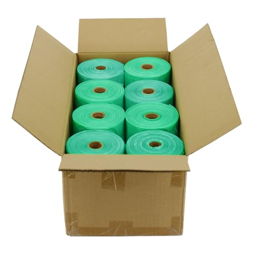 ZERO WASTE USA - Extra Durable Tie-Handle Pet Waste Bags - 2,400 of 7" x 15" w/ 5" side gusset Dog Poop Bags - fits any jumbo Poopy roll dispenser - Case of 8 Rolls with 300 Leak-Proof bags per roll