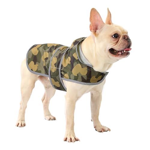 Dog Raincoat for Medium Dogs Waterproof Jacket Hooded Rain Coats with Reflective Strips Leash Hole & Poncho Adjustable Fit (CamoDuck,M) - color: Camo Ducks, size: Medium