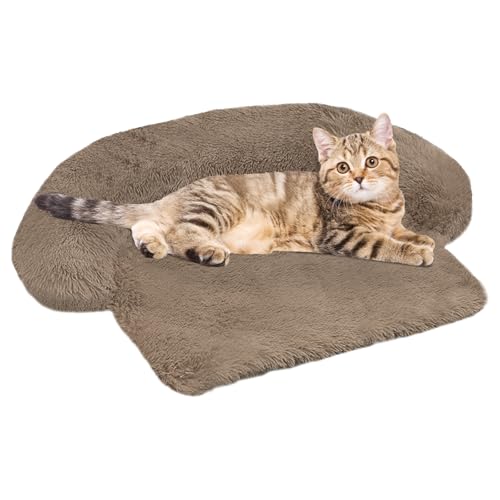 Calming Dog Bed Fluffy Plush Dog Mat for Furniture Protector with Removable Washable Cover for Large Medium Small Dogs and Cats (XS(31“x23.5”x5), Camel) - color: Camel, size: 31.0"L x 23.5"W x 5.0"Th