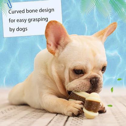Dog Bones Chew Toys for Aggressive Chewers, 2 Pack Real Beef Flavor,Indestructible Dog Teething Chew Toys for Large/Medium/Small Breed,Tough Toy with Durable Nylon - size: 2 Pack