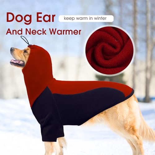 BRKURLEG Warm Dog Hoodie Dog Sweater Dog Anxiety Jacket with Ear Wrap Dog Fleece Shirt Adjustable Quiet Head Cover Sleeves Winter Soft Calming Vests for Dogs and Cats with Earmuffs, Dark Blue L - color: Dark Blue, size: Large