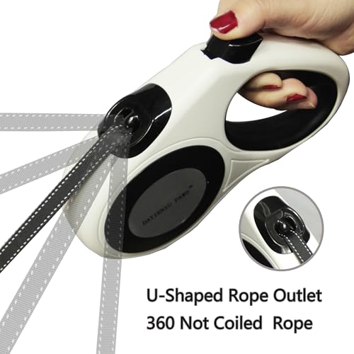XL 16FT Retractable Dog Leash for Large Dog up to 120 lbs, Chew Proof Steel Wire Extender, One-Hand Brake & Lock, Tangle-Free Heavy Duty Walking Leash XL White - color: White