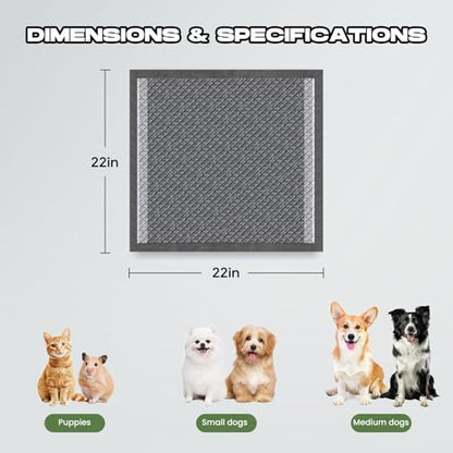 Charcoal Puppy Pads 80 Counts,22"x22" Dog Pee Pads Small Disposable Activated Carbon Super Absorbent Full Edge-Wrapping Pee Pads Odor-Control Training Pads for Doggie Cats Rabbits - size: 80 Count (22"x22")