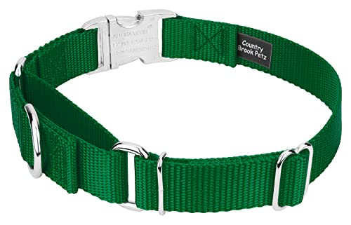 Country Brook Petz - Martingale Dog Collar - Heavy Duty Nylon Adjustable Martingale Dog Collar with Premium Buckle for Small Medium Large Breeds (5/8 Inch, Extra Small, Christmas Green) - color: Christmas Green, size: Extra Small (Pack of 1)