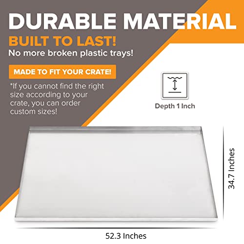 Pinnacle Systems (Galvanized, 52.3" L X 34.7" W X 1") Metal Replacement Dog Crate Pan Chew Proof Crack Proof Pet Kennel Tray pan Central Dog Crate Pan Pet Supplies - size: 52.3"L x 34.7"W x 1"H