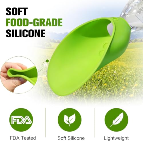 Portable Dog Water Bottle Attachment, Slip-On Pet Water Bowl for Walks | Silicone Dog Drink Dispenser, Fits Standard Water Bottles,Ideal for Dog Cat Walking Hiking Travel Foldable Leaf Design - color: Green