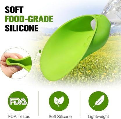 Portable Dog Water Bottle Attachment, Slip-On Pet Water Bowl for Walks | Silicone Dog Drink Dispenser, Fits Standard Water Bottles,Ideal for Dog Cat Walking Hiking Travel Foldable Leaf Design - color: Green