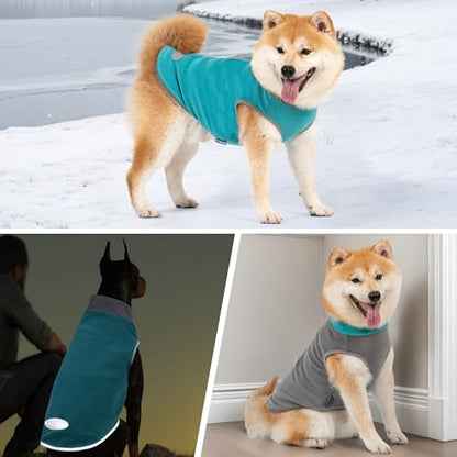 cyeollo 2 Pack Dog Sweatshirts Fleece Jacket with Reflective Stripe Pullover Stretchy Doggie Sweater Soft Pet Clothes Lightweight Dog Sweaters for Small Dogs, Teal & Grey M - color: 1# Teal & Grey, size: Medium
