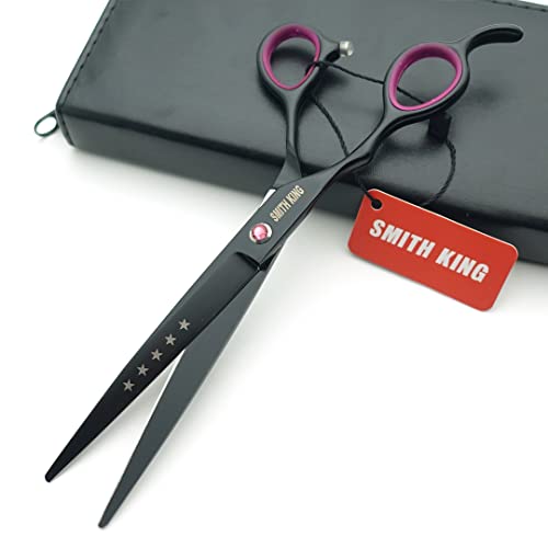 Professional Dog Grooming Shears Set Dogs Straight & thinning & Curved scissors & chunkers Scissorswith comb in 1 Set for Right-handed & Left-handed (7 in. Black Left-handed) - color: 7 In. Black Left-handed