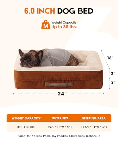 Upvilla Orthopedic Dog Bed, Four-Sided Cushioned Egg-Shaped Foam Dog Sofa, Waterproof Removable Cover, Cat Bed with Non-Slip Base, Small Pet Bed,Brown - color: Brown, size: 24"l x 18"w x 6"th