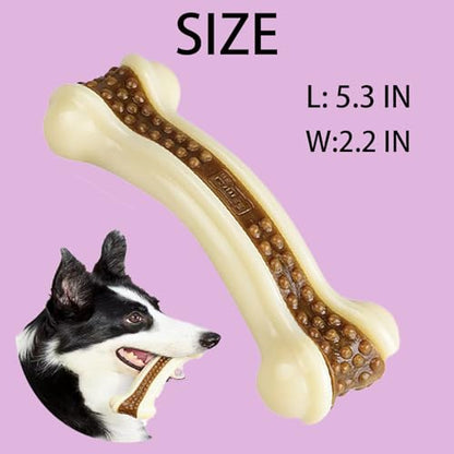 Dog Bones Chew Toys for Aggressive Chewers, 2 Pack Real Beef Flavor,Indestructible Teething Chew Toys for Large/Medium/Small Breed,Tough Toy with Durable Nylon - size: 8 Pcs C Bones Beef Flavor