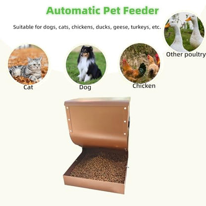 Large Gravity Dog Feeder 15lbs, Heavy Duty Metal Automatic Pet Food Dispenser, Rust-Proof Outdoor Dog Bowl with Secure Lid for Large Dogs & Cats
