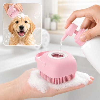 Soft Silicone Pet Bath Massage Brush for Dogs & Cats, Gentle Grooming Cleaning Tool for Puppy Kitten Washing, Pink - color: Pink