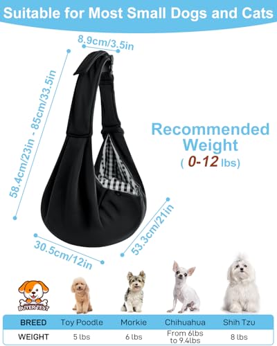 Dog Carrier Sling for Small Dogs & Cats Up to 12lbs, Puppy Sling with Adjustable Shoulder Strap, Pet Carrier with Pockets, Hands Free for Small Cats Puppy Outdoor