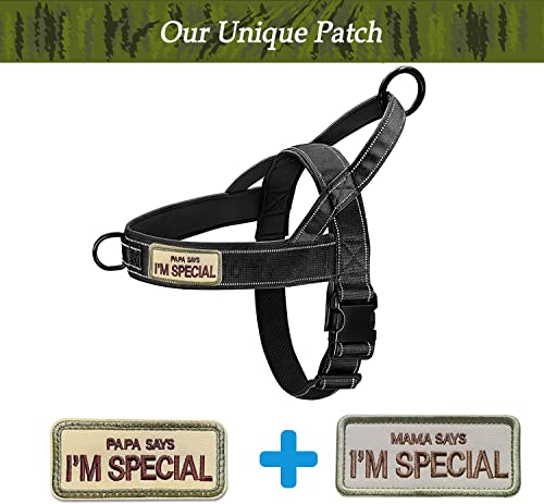 No Pull Dog Harness Black for Small Medium Large Sized Dog, Reflective Escape Proof Adjustable Dog Harnesses with 2 Patch, S - color: Black, size: S-Chest size 18-22''