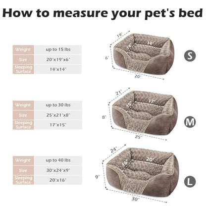 INVENHO Medium Dog Bed Rectangle Washable Orthopedic Soft Calming Sleeping Durable Pet Cuddler with Anti-Slip Bottom - color: Dark Brown, size: M(25"x 21"x 8")