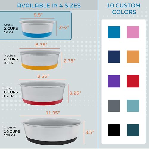 Master Pet Supply Stainless Steel Dog Bowls Set of 2 with Extra Thick Silicone Base - 2 Cup (16 oz) Aqua Sky, Non-Slip, Dishwasher Safe Metal Bowls, Pet Dog Food Bowl for Dogs, Cats, Anti Rust - color: Aqua Sky, size: 2 Cups (16 oz) 2 Pack