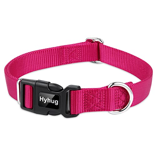 Hyhug Small Dog Collar Quick-Release| Heavy-Duty Nylon Puppy Collar, Adjustable & Durable Pet Supplies for Boy & Girl Dogs (Small, Rose Red) - color: Rose Red, size: Small
