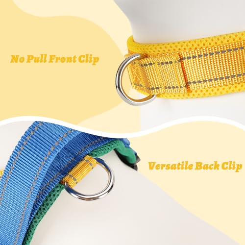 Yellow Dog Harness Escape Proof No Pull Soft Padded Lightweight Vest for Small Dogs - Reflective No Choke Harness with Front Back Clips - Adjustable Breathable Mesh Harness with Handle, S - color: Yellow, size: Small