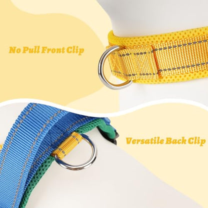 Yellow Dog Harness Escape Proof No Pull Soft Padded Lightweight Vest for Small Dogs - Reflective No Choke Harness with Front Back Clips - Adjustable Breathable Mesh Harness with Handle, S - color: Yellow, size: Small