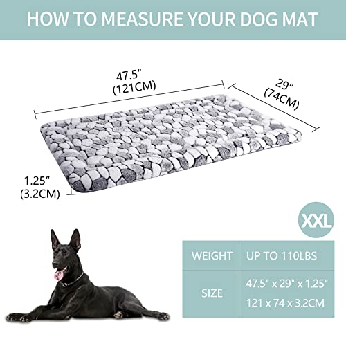 VANKEAN Dog Crate Pad Bed Mat Reversible (Warm & Cool), Soft Pet Sleeping Mat Dog Bed for Crate Suitable for Small to XX-Large Dogs and Cats, Machine Washable Crate Beds, Grey Stone Pattern - size: XX-Large