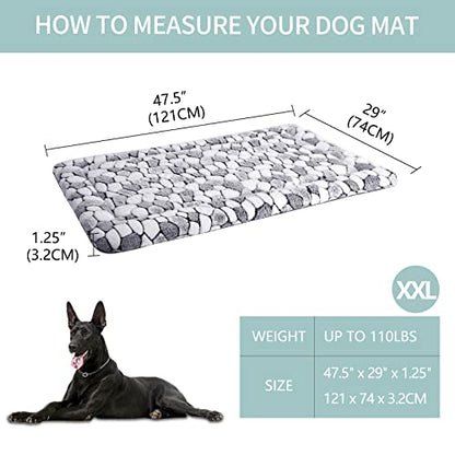 VANKEAN Dog Crate Pad Bed Mat Reversible (Warm & Cool), Soft Pet Sleeping Mat Dog Bed for Crate Suitable for Small to XX-Large Dogs and Cats, Machine Washable Crate Beds, Grey Stone Pattern - size: XX-Large